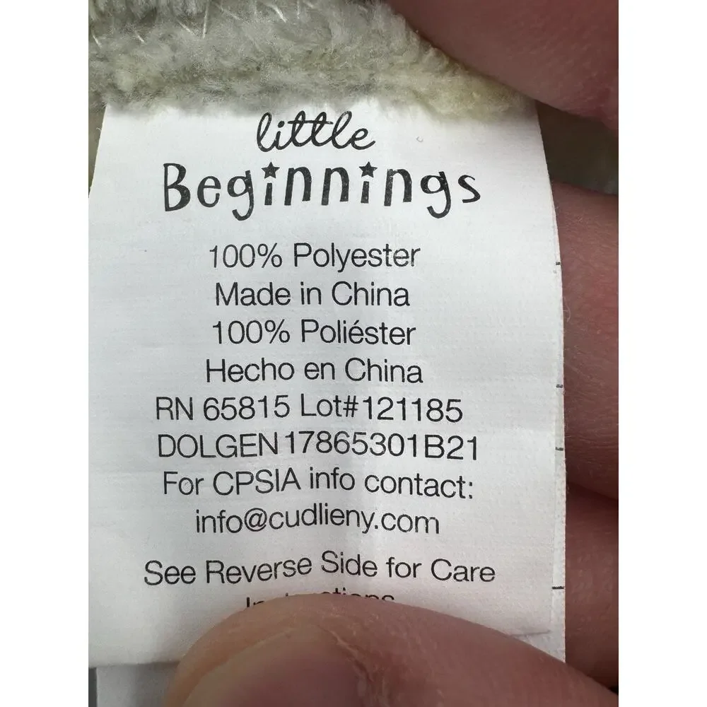 Little Beginnings Puppy Dog Lovey Baby Security Blanket White Yellow Gray Dots